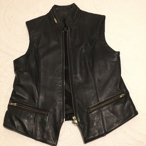 Leather Vest - Black - Large